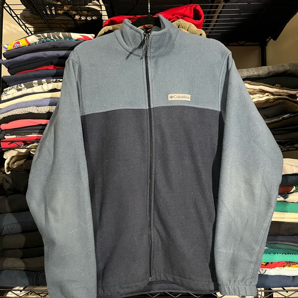 Columbia Gray and Navy Blue Fleece Jacket
